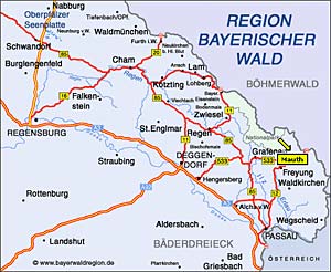 Anfahrtsskizze Mauth im Bayerischen Wald am Nationalpark